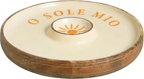 Platou servire din lemn de mango , cu compartiment sos , " O sole mio "