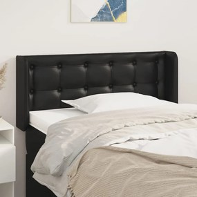 vidaXL Tăblie de pat cu aripioare negru 93x16x78/88 cm piele ecologică