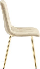 Scaun de dining catifea bej deschis LIBRA cu picioare aurii