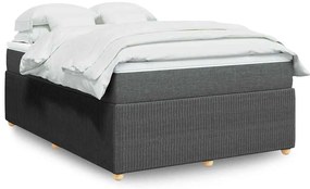 vidaXL Pat box spring cu saltea, gri închis, 140x200 cm, textil