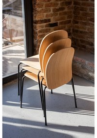 Scaune de dining în culoare naturală stivuibile 2 buc. cu aspect de lemn de stejar Book – Gazzda