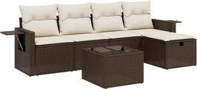 vidaXL Set canapele de grădină cu perne, 6 piese, maro, poliratan