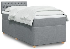 vidaXL Pat box spring cu saltea, gri deschis, 100x200 cm, textil