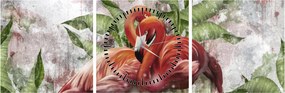 Tablou - Flamingo (cu ceas) (90x30 cm)