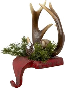 Suport decorativ de Crăciun cu cârlig și coarne de cerb, roșu, 18x24x15 cm, „Montclar”