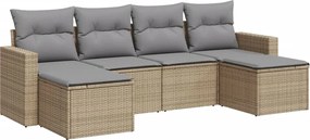 vidaXL Set canapele de grădină cu perne, 6 piese, bej, poliratan