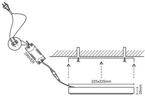 Panou LED aplicat LED/18W/4000K pătrat