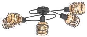 Plafoniera de design neagră cu auriu cu 5 lumini - Noud