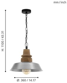Eglo 33024 - Lustră pe lanț RIDDLECOMBE 1xE27/60W/230V