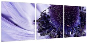 Tablou - Floare mov (cu ceas) (90x30 cm)