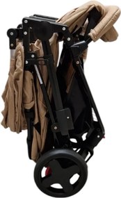 Carucior nou nascuti 2 in 1 pentru gemeni BABY CARE™ PRO P798, Cadru aluminiu, Spatar reglabil in 5 trepte, Amortizoare, Frana picior, Pliabil, Maron