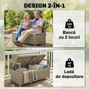Outsunny bancă ladă poliratan împletit | Aosom Romania