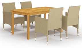 Set mobilier de gradina, 5 piese, bej Bej, 5