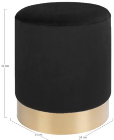 Gamby Pouf din catifea cu bază din cupru negru, 34x43 cm