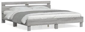 3207404 vidaXL Cadru de pat cu tăblie gri sonoma 180x200 cm lemn prelucrat