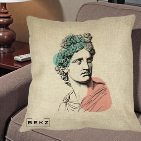 Perna Decorativa Bust Grec Vaporwave, 40x40 cm, Crem, Husa Detasabila, Perna Inclusa, BEKZ®
