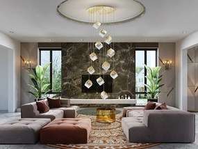 Lustra suspendata casa scarii design decorativ Priscila aurie