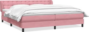 vidaXL Pat cu arcuri cu saltele roz 180x210 cm catifea
