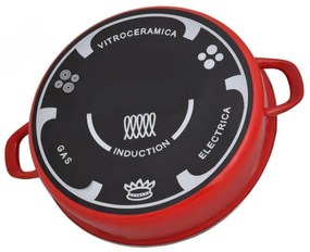 Tava pentru copt Rosberg R51222A26, 26 cm, Compatibila cu plita, Inductie, Rosu