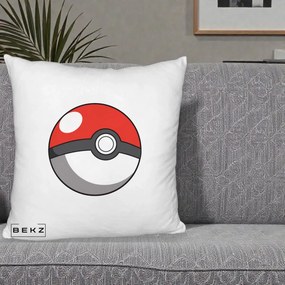 Perna Personalizata Pokeball Rosie, 40x40 cm, Alb Pufos, Husa Detasabila, Perna Inclusa, BEKZ®