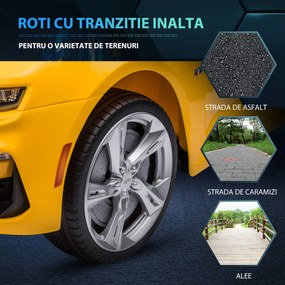 HOMCOM Masina Chevy Camaro cu licenta 12V, alimentata cu baterii, telecomanda, masina electrica pentru copii, motor dublu, galben | AOSOM RO