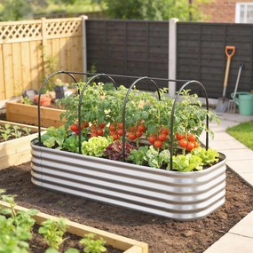 Outsunny Strat Înălțat de Grădină cu Seră și Jardinieră | Aosom Romania