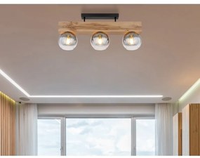 Plafoniera cu 3 surse de iluminat design modern Moitas negru, maro