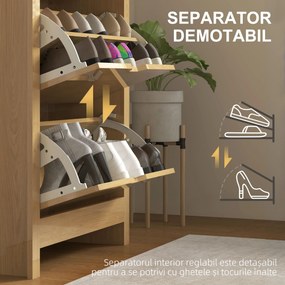 HOMCOM Dulap Slim pentru 18 Pantofi, 3 Sertare cu 2 Rafturi Reglabile Lemn | Aosom Romania