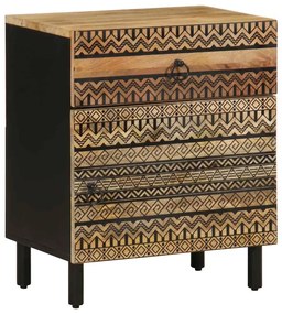 vidaXL Dulap de pat, negru, 50x33x60 cm, lemn masiv de mango brut