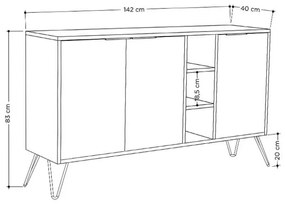 Bufet Clara Oak 142x35.5x82 cm