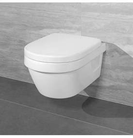 Set vas WC rimless suspendat, Villeroy&amp;Boch Architectura, DirectFlush, cu capac inchidere lenta, 35x48cm, Ab Alpin, 4687HR01