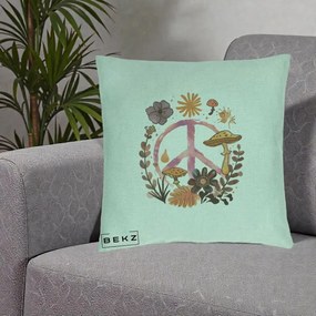 Perna Decorativa Peace Ciuperci Boho, 40x40 cm, Verde Menta, Husa Detasabila, Perna Inclusa, BEKZ®