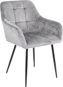 Fotoliu de sufragerie LOREN VELVET gri cu picioare negre