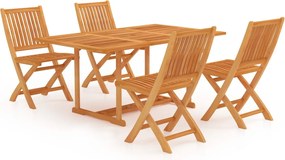vidaXL Set mobilier de grădină, 5 piese, lemn masiv de tec