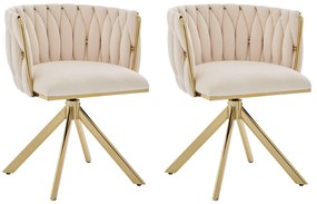 Set de 2 scaune pivotante din catifea, Fildeș | Aosom Romania