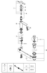 GROHE 32109GL1 - Baterie pentru lavoar LINEARE, mărimea XS, finisaj auriu