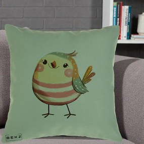 Perna Decorativa Pui Kawaii Pastel Dungat, 40x40 cm, Verde, Husa Detasabila, Perna Inclusa, BEKZ®