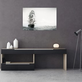 Tablou - O navă care navighează pe ocean (90x60 cm)
