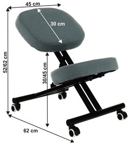 Scaun de ingenunchiere ergonomic, gri deschis   negru, KILIAN