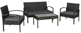 Juskys Set rattan Trinidad - negru