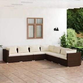 3101746 vidaXL Set mobilier de grădină cu perne, 7 piese, maro, poliratan