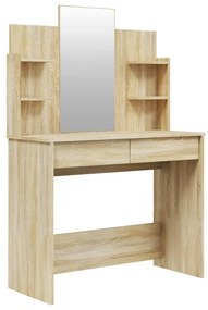 802834 vidaXL Masă de toaletă cu oglindă, stejar sonoma, 96x40x142 cm