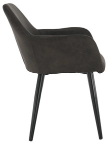Fotoliu design, ţesătură din piele periată, maro Taupe / negru, LACEY