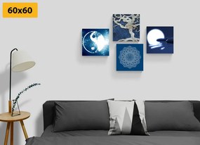 Set tablouri Feng Shui în design albastru