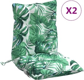 vidaXL Perne de scaun spătar jos, 2 buc., model frunze, textil oxford