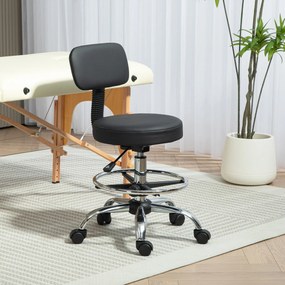HOMCOM Scaun Rotativ la 360° și Reglabil pe Înălțime cu Suport pentru Picioare, 52x52x78-92 cm, Negru | Aosom Romania