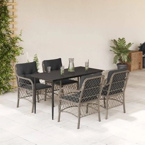 vidaXL Set mobilier de grădină cu perne, 5 piese gri deschis poliratan