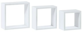 Set de rafturi de perete P-012, alb mat, 3 buc.