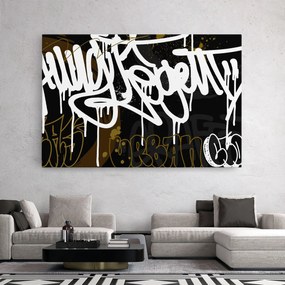 Tablou Canvas, 50x70cm, Dormitor si Living, Moderne, Graffiti, White Brown Graffiti