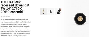 Spot LED incastrabil TULIPA Black recessed downlight 7W 24° 2700K CRI90 casambi